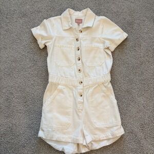 Show Me Your MuMu Cream Button-Up Romper